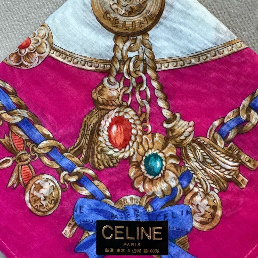 Celine scarf,  19" X 19" Cotton NWT - Picture 10 of 11